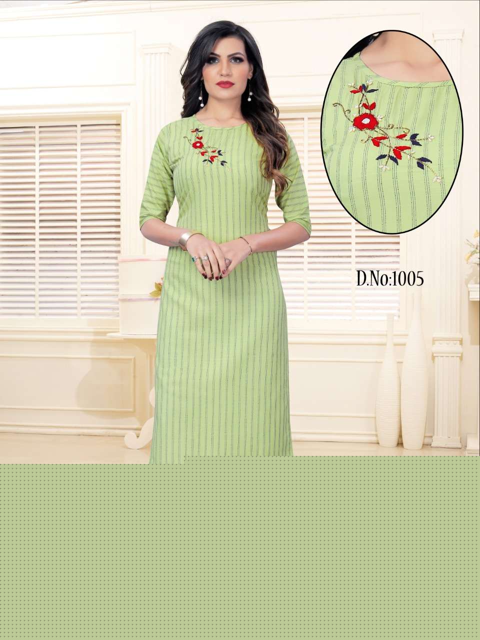 FASHION GALI BY RIDHANI 1001 TO 1005 SERIES BEAUTIFUL STYLISH FANCY COLORFUL CASUAL WEAR & ETHNIC WEAR & READY TO WEAR HEAVY RAYON EMBROIDERED KURTIS AT WHOLESALE PRICE