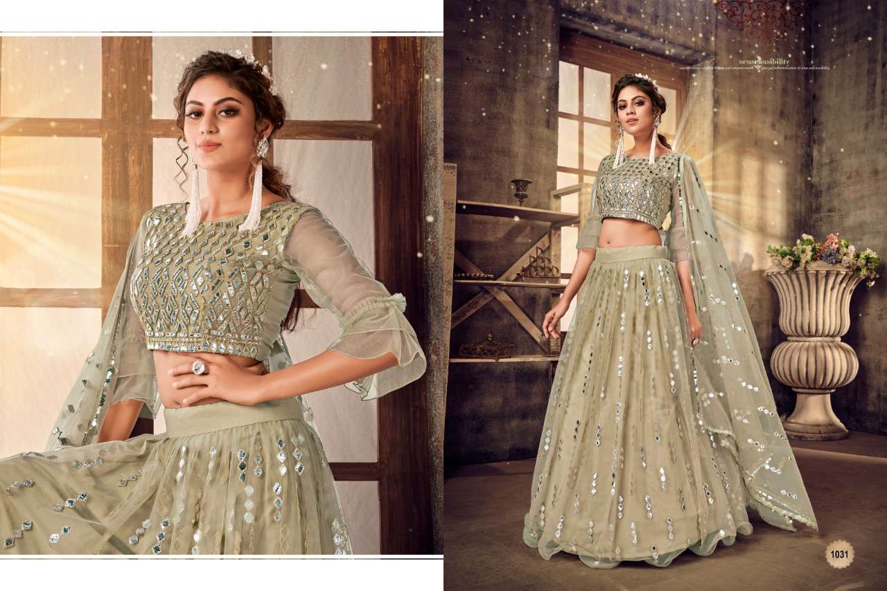 BLOSSOM BY SHEE STAR 1030 TO 1034 SERIES DESIGNER BEAUTIFUL NAVRATRI COLLECTION OCCASIONAL WEAR & PARTY WEAR SOFT NET LEHENGAS AT WHOLESALE PRICE