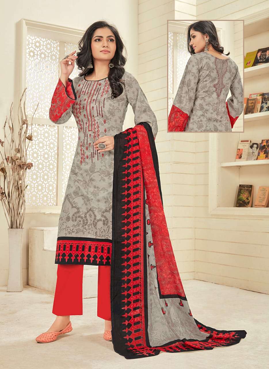 SAMRINA BY VASTU TEX 801 TO 806 SERIES BEAUTIFUL SUITS STYLISH COLORFUL FANCY CASUAL WEAR & ETHNIC WEAR PURE LAWN COTTON WORK DRESSES AT WHOLESALE PRICE