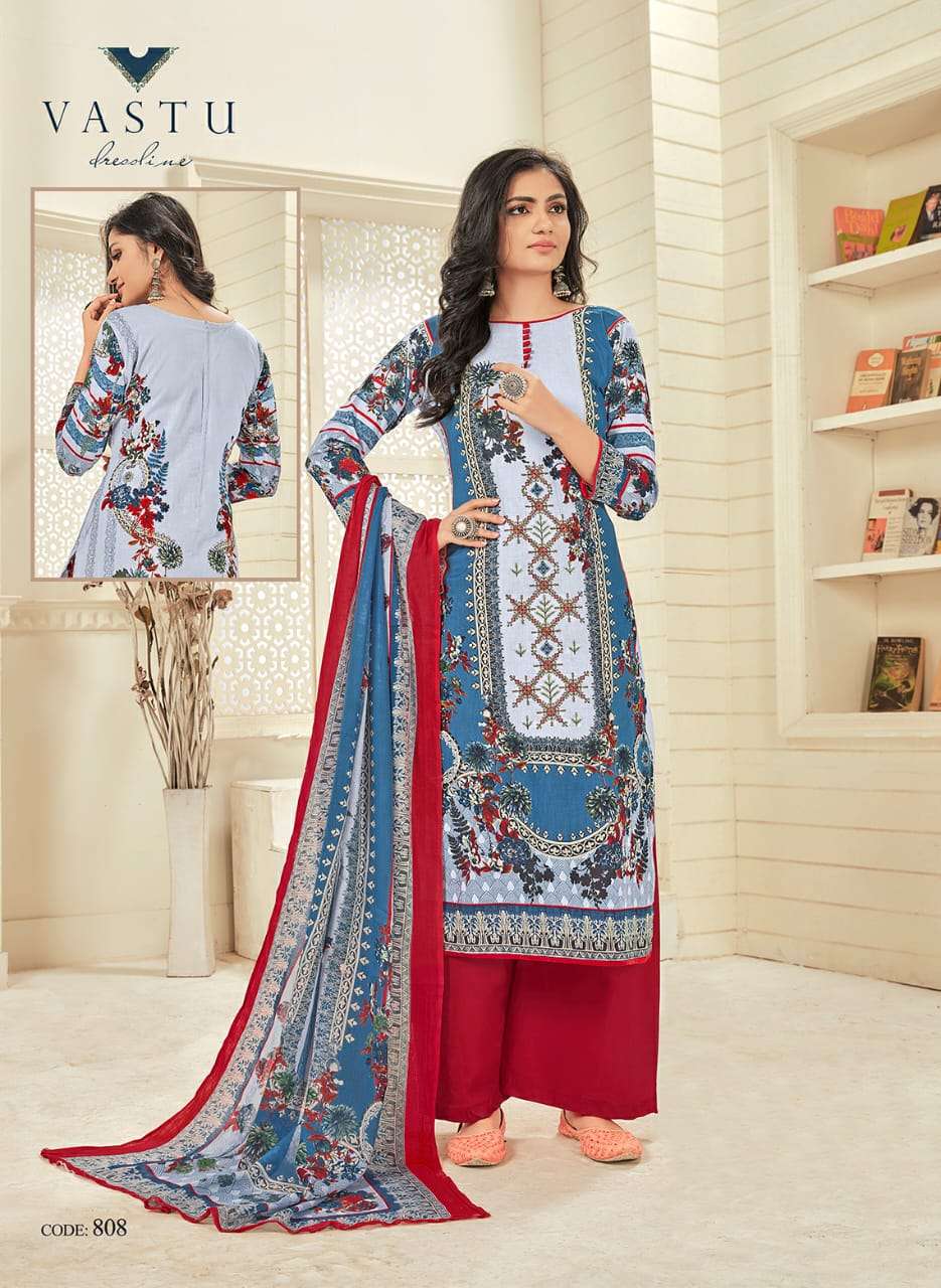SAMRINA BY VASTU TEX 801 TO 806 SERIES BEAUTIFUL SUITS STYLISH COLORFUL FANCY CASUAL WEAR & ETHNIC WEAR PURE LAWN COTTON WORK DRESSES AT WHOLESALE PRICE