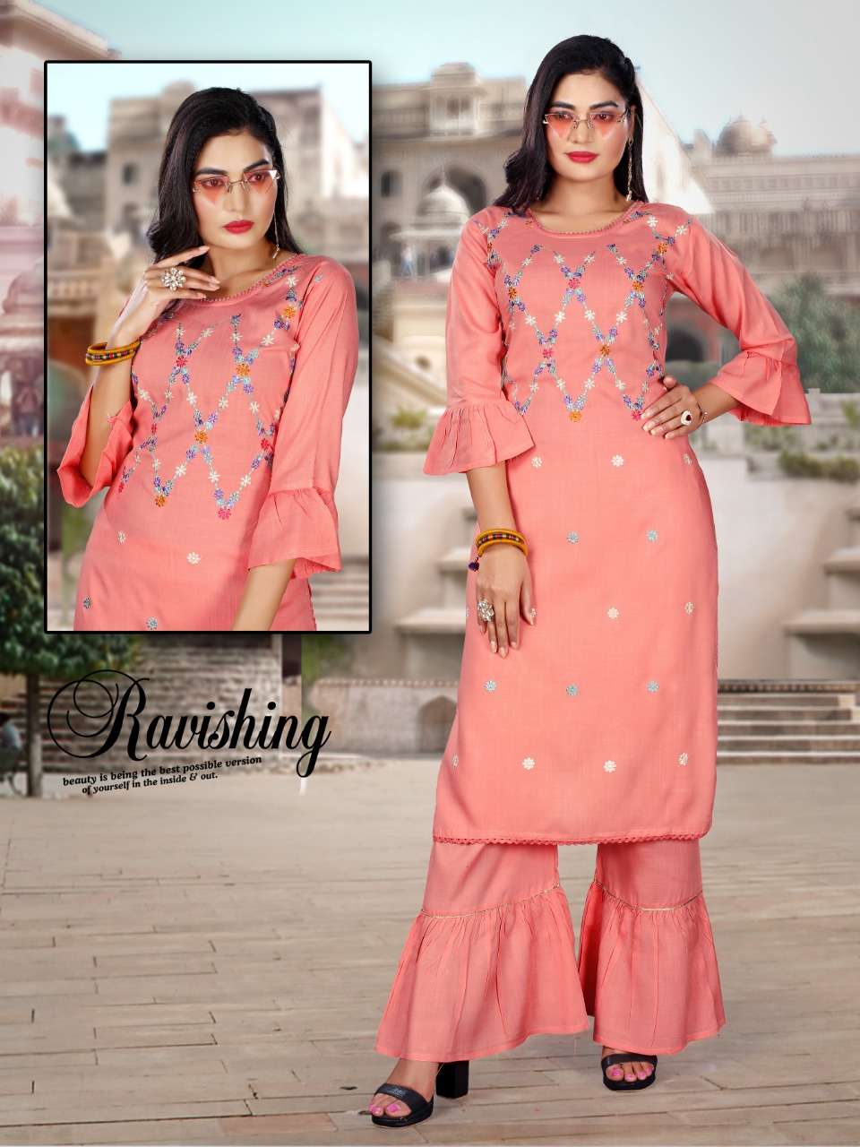 TAJMHEL BY AYESHA 01 TO 08 SERIES BEAUTIFUL STYLISH FANCY COLORFUL CASUAL WEAR & ETHNIC WEAR & READY TO WEAR RAYON SLUB KURTIS WITH BOTTOM AT WHOLESALE PRICE