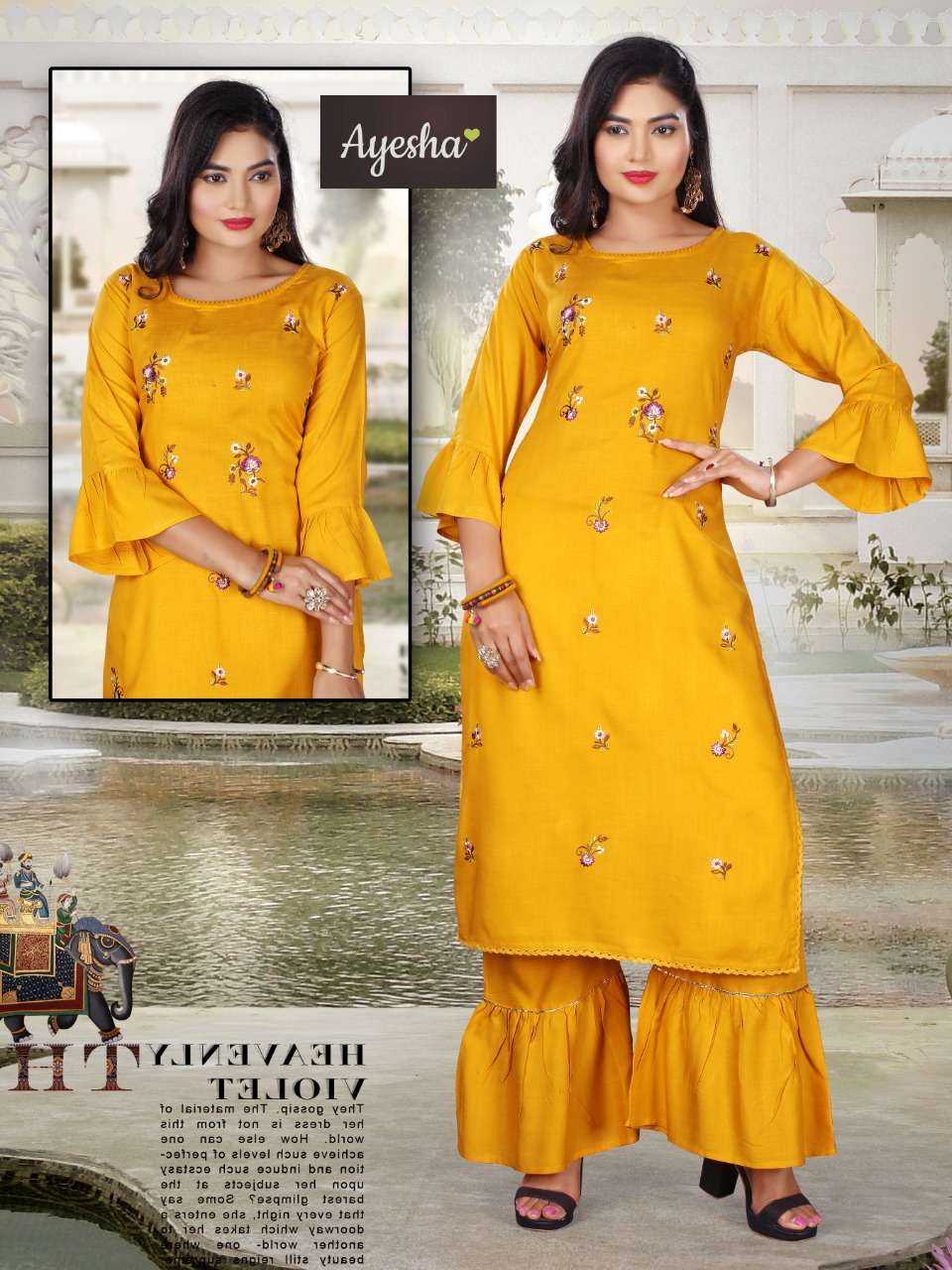 TAJMHEL BY AYESHA 01 TO 08 SERIES BEAUTIFUL STYLISH FANCY COLORFUL CASUAL WEAR & ETHNIC WEAR & READY TO WEAR RAYON SLUB KURTIS WITH BOTTOM AT WHOLESALE PRICE