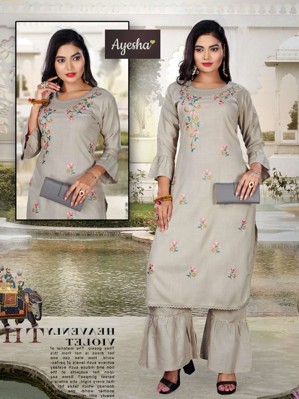 TAJMHEL BY AYESHA 01 TO 08 SERIES BEAUTIFUL STYLISH FANCY COLORFUL CASUAL WEAR & ETHNIC WEAR & READY TO WEAR RAYON SLUB KURTIS WITH BOTTOM AT WHOLESALE PRICE
