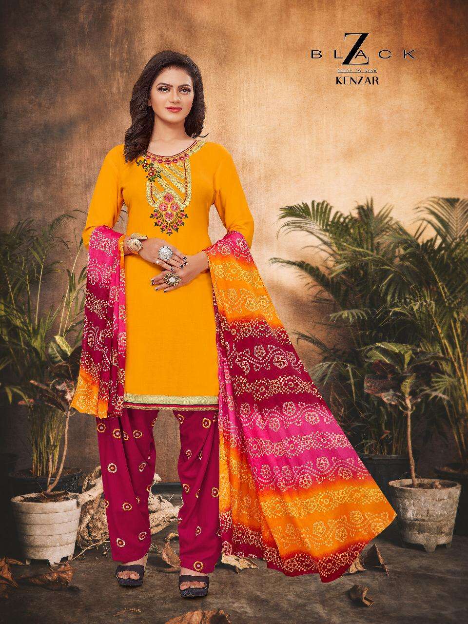 KENZAR BY Z BLACK 1001 TO 1006 SERIES BEAUTIFUL SUITS STYLISH COLORFUL FANCY CASUAL WEAR & ETHNIC WEAR RAYON EMBROIDERED DRESSES AT WHOLESALE PRICE