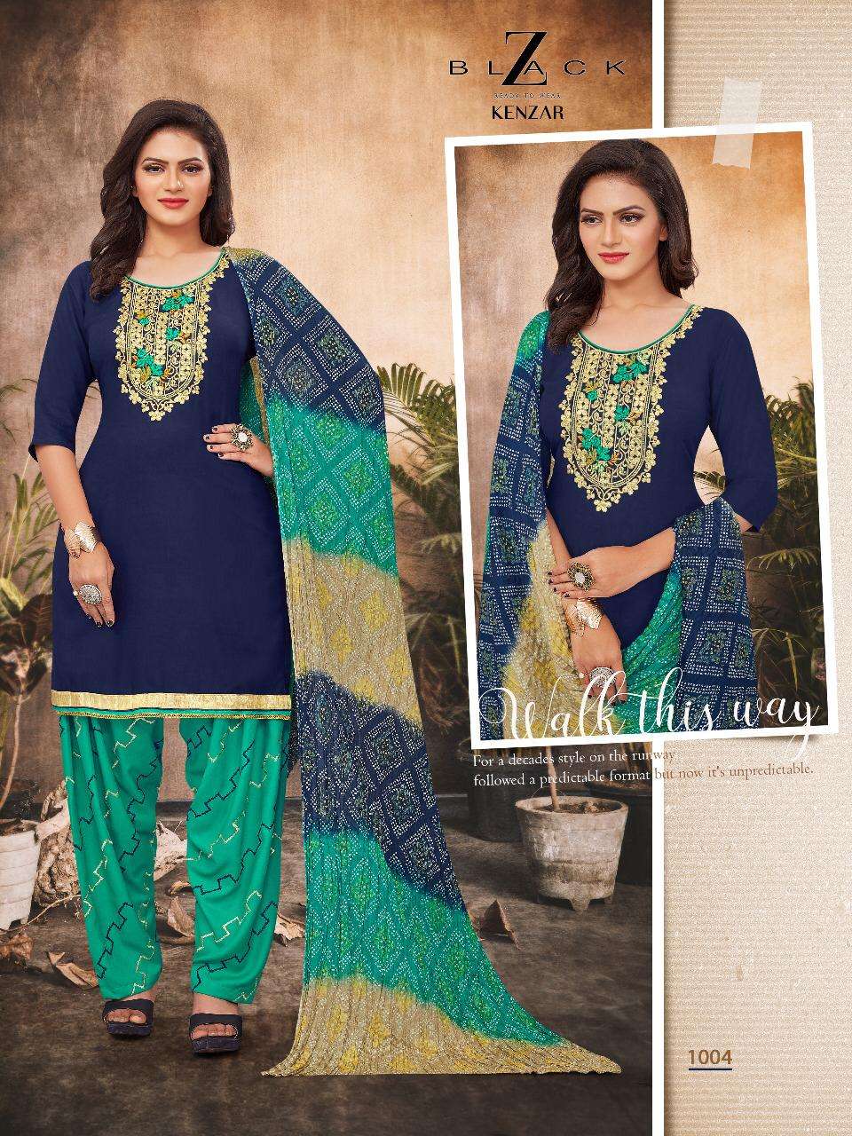 KENZAR BY Z BLACK 1001 TO 1006 SERIES BEAUTIFUL SUITS STYLISH COLORFUL FANCY CASUAL WEAR & ETHNIC WEAR RAYON EMBROIDERED DRESSES AT WHOLESALE PRICE