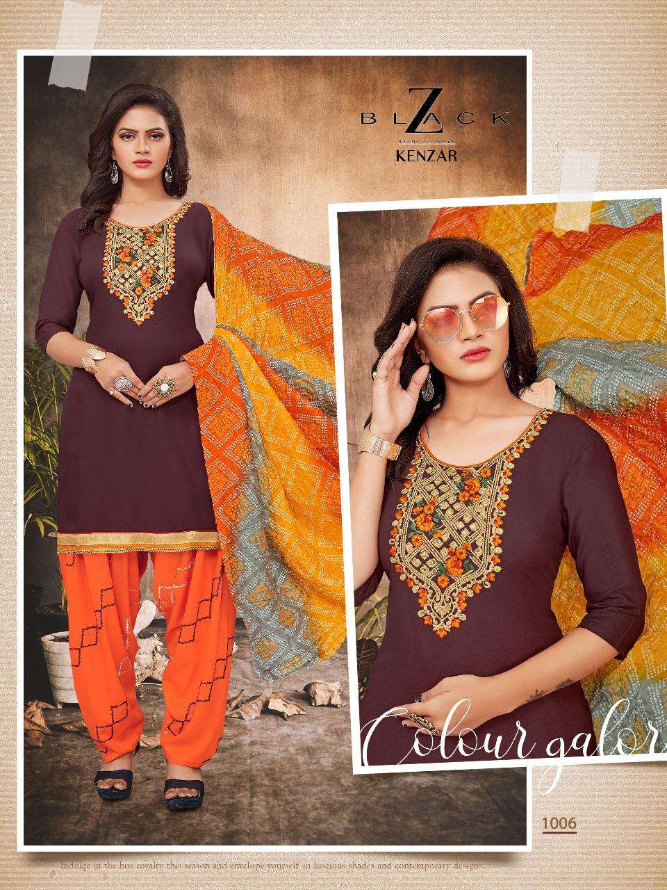 KENZAR BY Z BLACK 1001 TO 1006 SERIES BEAUTIFUL SUITS STYLISH COLORFUL FANCY CASUAL WEAR & ETHNIC WEAR RAYON EMBROIDERED DRESSES AT WHOLESALE PRICE