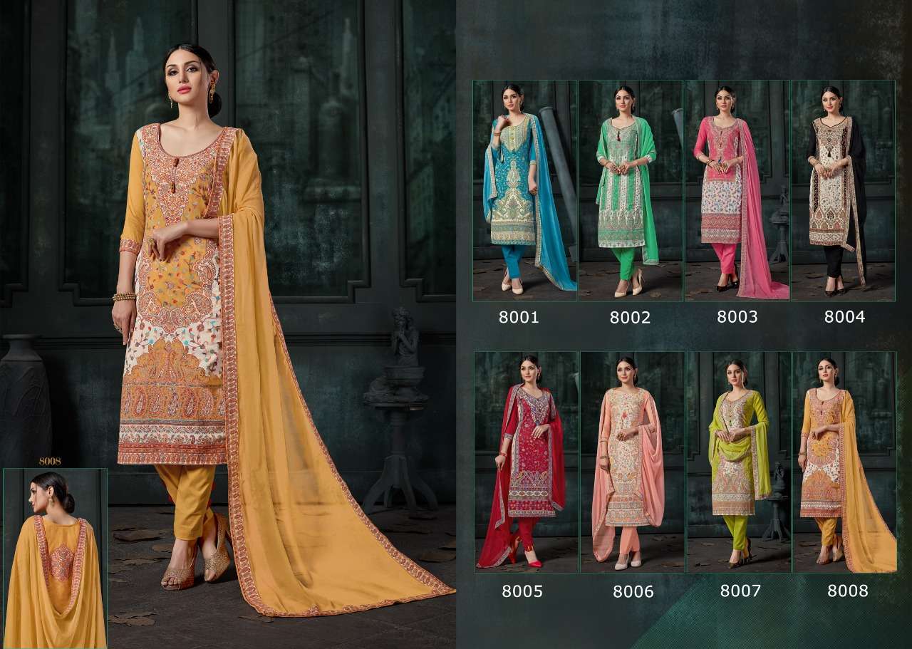 KASHMIRI QUEEN BY AAA DESIGN STUDIO 8001 TO 8008 SERIES BEAUTIFUL SUITS STYLISH FANCY COLORFUL PARTY WEAR & OCCASIONAL WEAR COTTON WEAVING JACQUARD DRESSES AT WHOLESALE PRICE