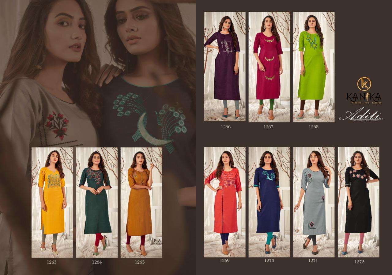 ADITI VOL-8 BY KANIKA 1263 TO 1272 SERIES DESIGNER STYLISH FANCY COLORFUL BEAUTIFUL PARTY WEAR & ETHNIC WEAR COLLECTION RUBY SILK EMBROIDERED KURTIS AT WHOLESALE PRICE