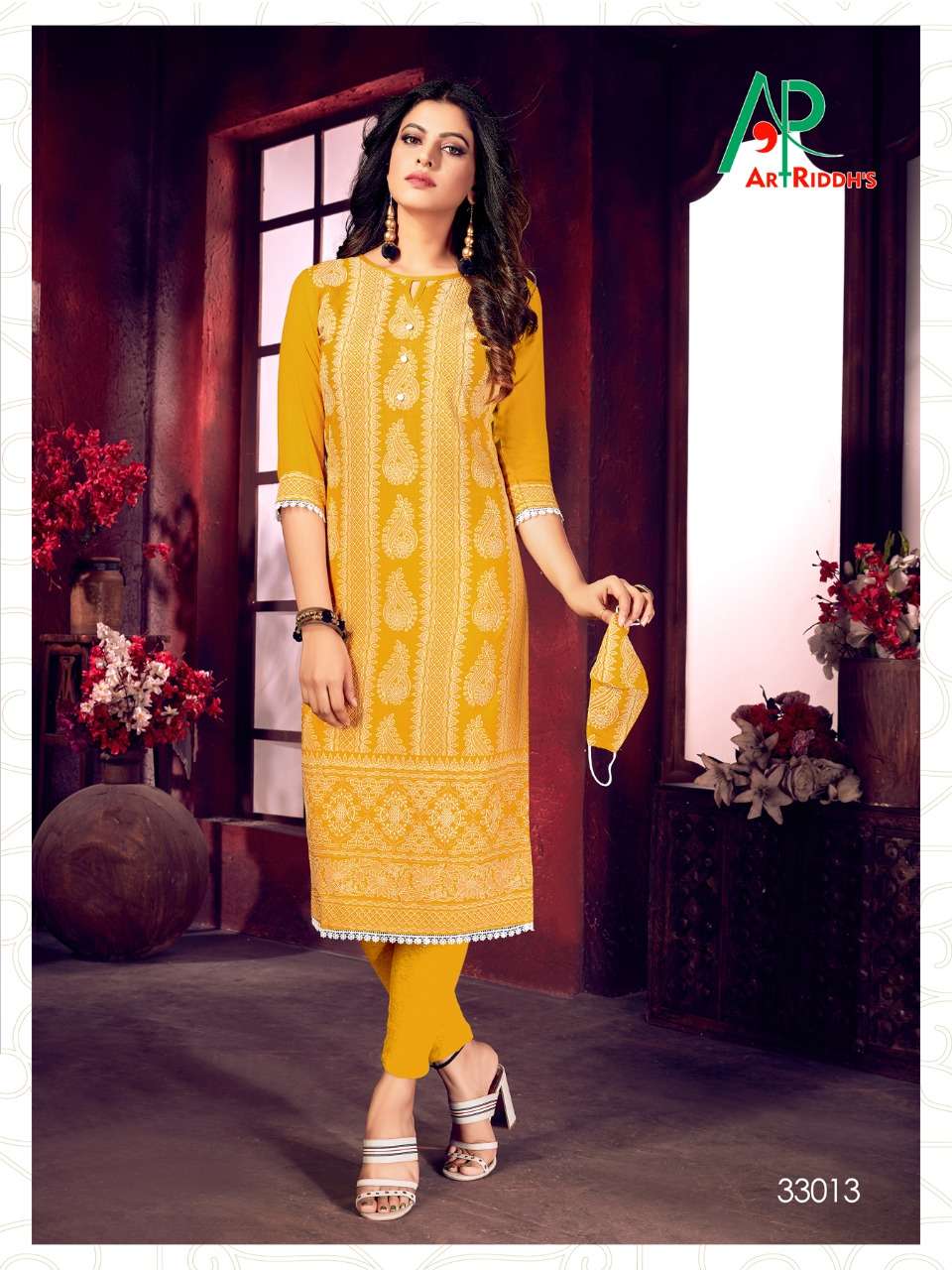 MALL CULTURE VOL-5 BY ART RIDDHS 33013 TO 33020 SERIES DESIGNER STYLISH FANCY COLORFUL BEAUTIFUL PARTY WEAR & ETHNIC WEAR COLLECTION RAYON SLUB LAKHNAVI WORK KURTIS AT WHOLESALE PRICE
