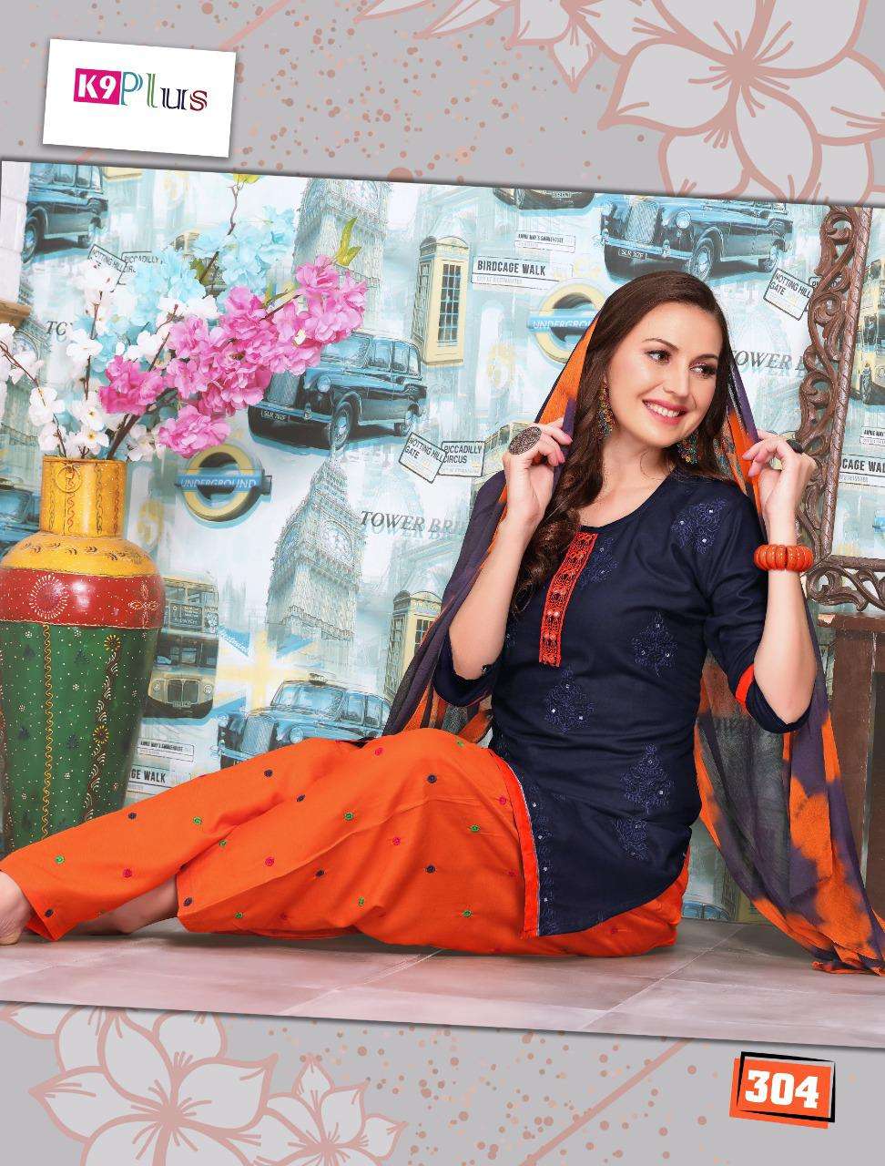 LADDO BY K9 PLUS 301 TO 308 SERIES BEAUTIFUL SUITS COLORFUL STYLISH FANCY CASUAL WEAR & ETHNIC WEAR RAYON EMBROIDERED DRESSES AT WHOLESALE PRICE