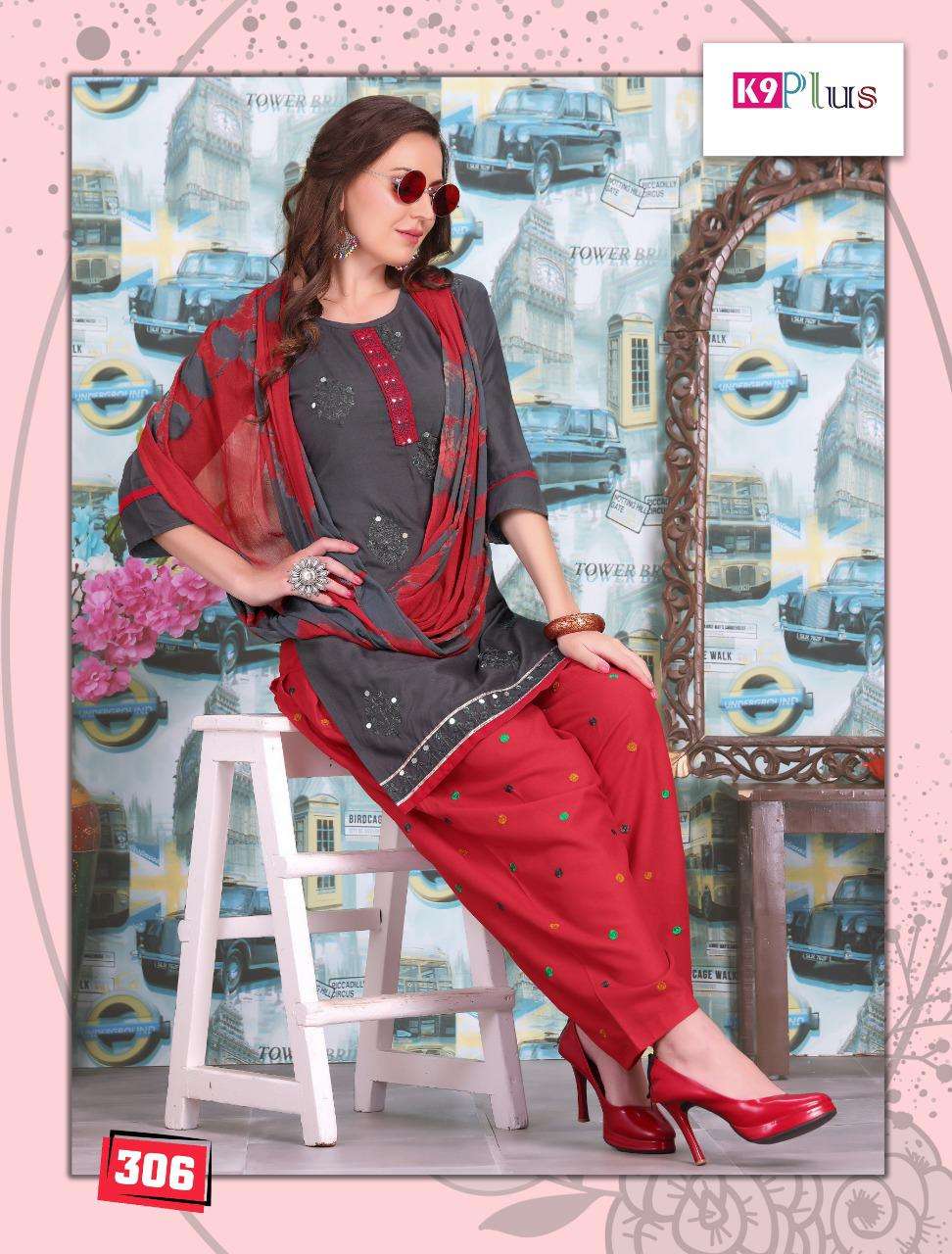 LADDO BY K9 PLUS 301 TO 308 SERIES BEAUTIFUL SUITS COLORFUL STYLISH FANCY CASUAL WEAR & ETHNIC WEAR RAYON EMBROIDERED DRESSES AT WHOLESALE PRICE