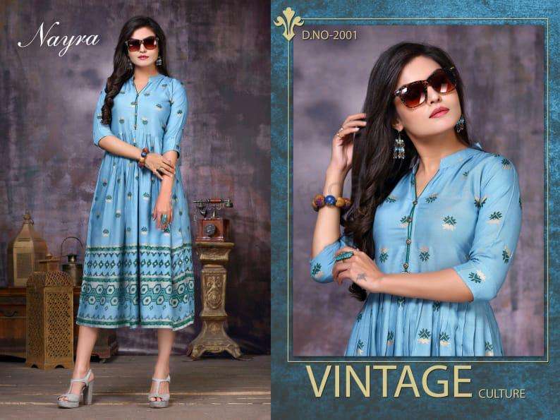 FLOWER BY NAYRA 001 TO 008 SERIES STYLISH FANCY BEAUTIFUL COLORFUL CASUAL WEAR & ETHNIC WEAR HEAVY RAYON GOLD PRINT KURTIS AT WHOLESALE PRICE