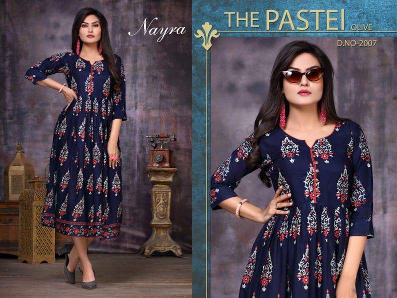 FLOWER BY NAYRA 001 TO 008 SERIES STYLISH FANCY BEAUTIFUL COLORFUL CASUAL WEAR & ETHNIC WEAR HEAVY RAYON GOLD PRINT KURTIS AT WHOLESALE PRICE