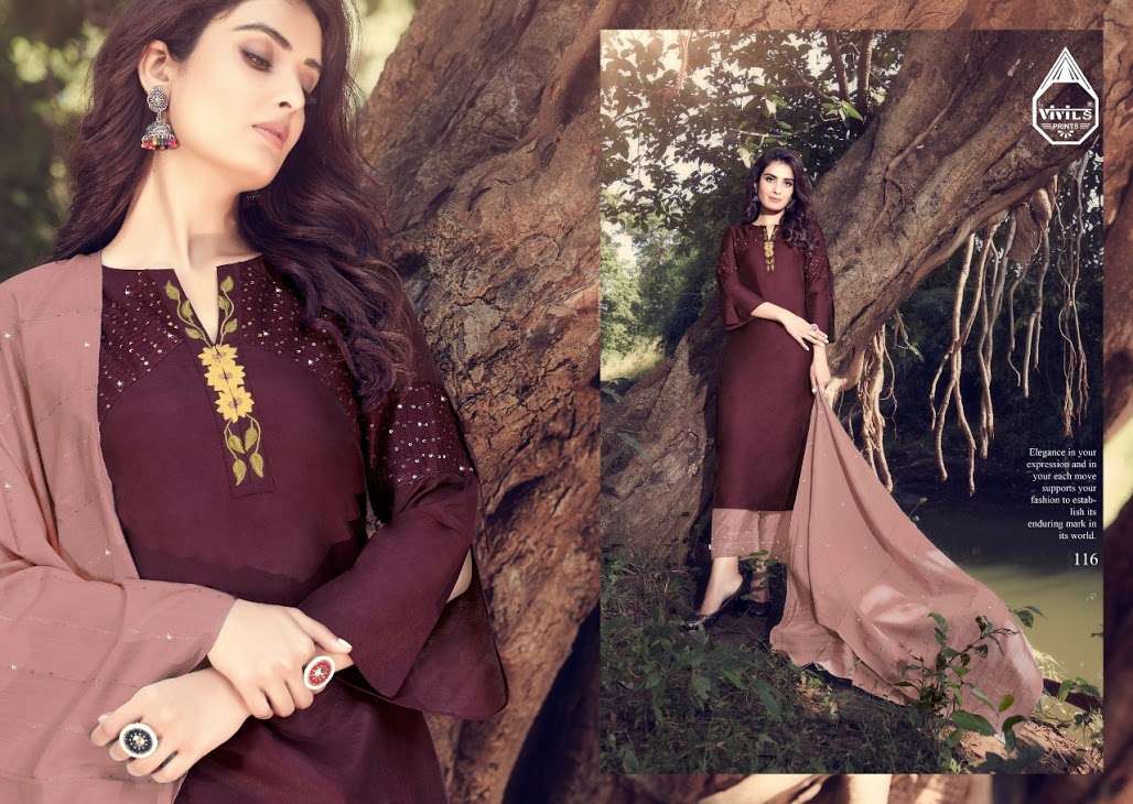 MANNAT VOL-2 BY VIVILS PRINTS 111 TO 117 SERIES DESIGNER FESTIVE SUITS COLLECTION BEAUTIFUL STYLISH FANCY COLORFUL PARTY WEAR & OCCASIONAL WEAR VISCOSE MUSLIN DRESSES AT WHOLESALE PRICE