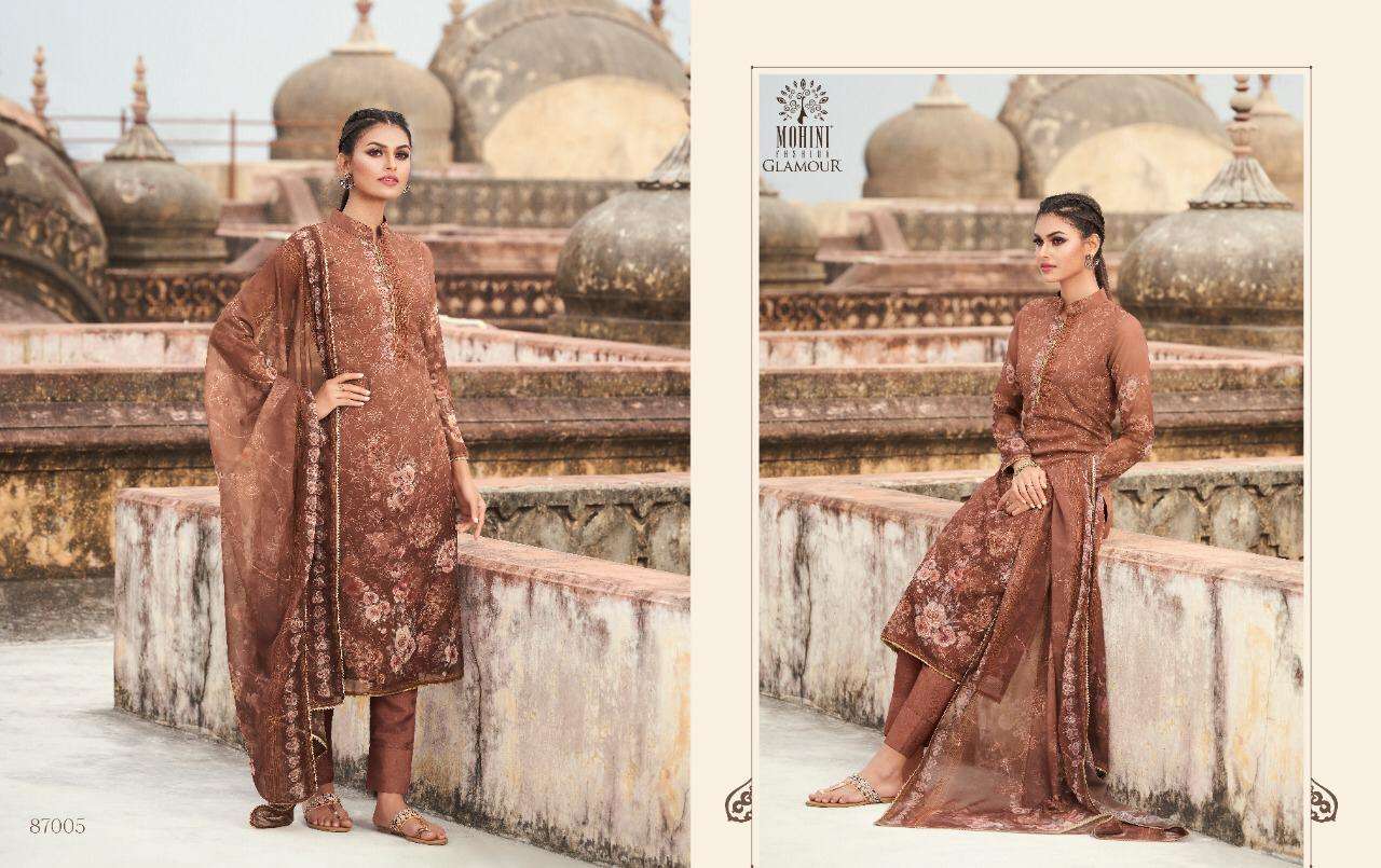 GLAMOUR VOL-87 BY MOHINI FASHION 87001 TO 87006 SERIES DESIGNER FESTIVE SUITS COLLECTION BEAUTIFUL STYLISH FANCY COLORFUL PARTY WEAR & OCCASIONAL WEAR GEORGETTE DIGITAL PRINT WITH EMBROIDERY DRESSES AT WHOLESALE PRICE