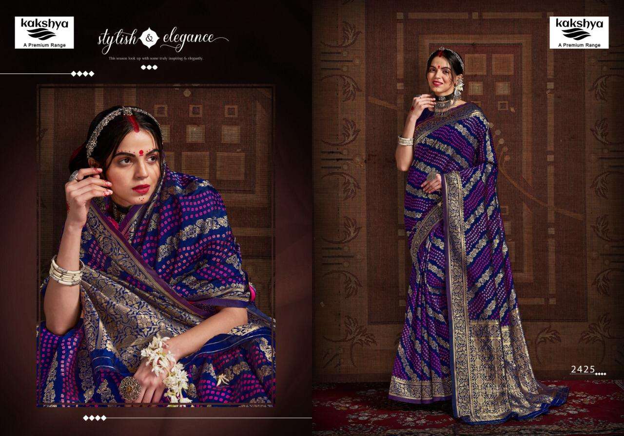 BANDHANI SAREE BY KAKSHYA 2425 TO 2430 SERIES INDIAN TRADITIONAL WEAR COLLECTION BEAUTIFUL STYLISH FANCY COLORFUL PARTY WEAR & OCCASIONAL WEAR BANDHANI SAREES AT WHOLESALE PRICE