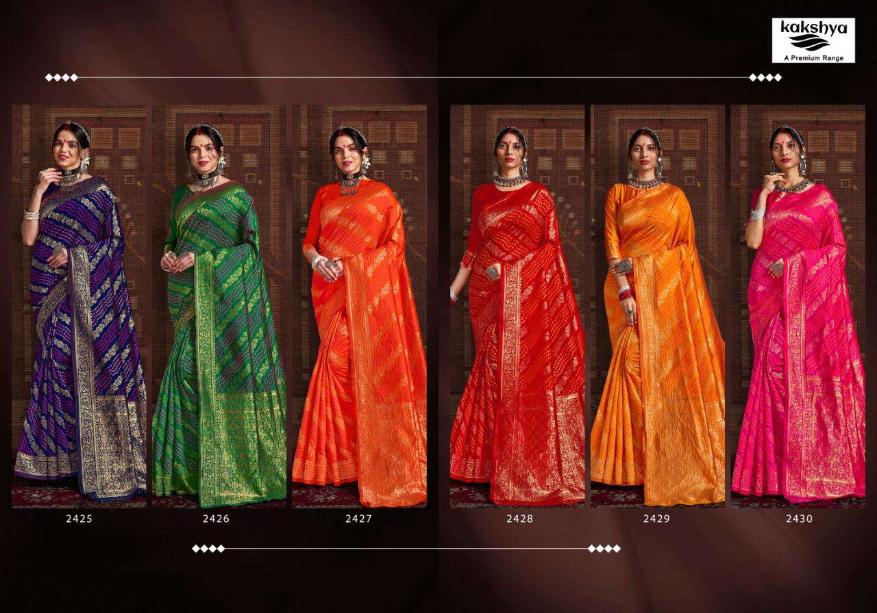 BANDHANI SAREE BY KAKSHYA 2425 TO 2430 SERIES INDIAN TRADITIONAL WEAR COLLECTION BEAUTIFUL STYLISH FANCY COLORFUL PARTY WEAR & OCCASIONAL WEAR BANDHANI SAREES AT WHOLESALE PRICE