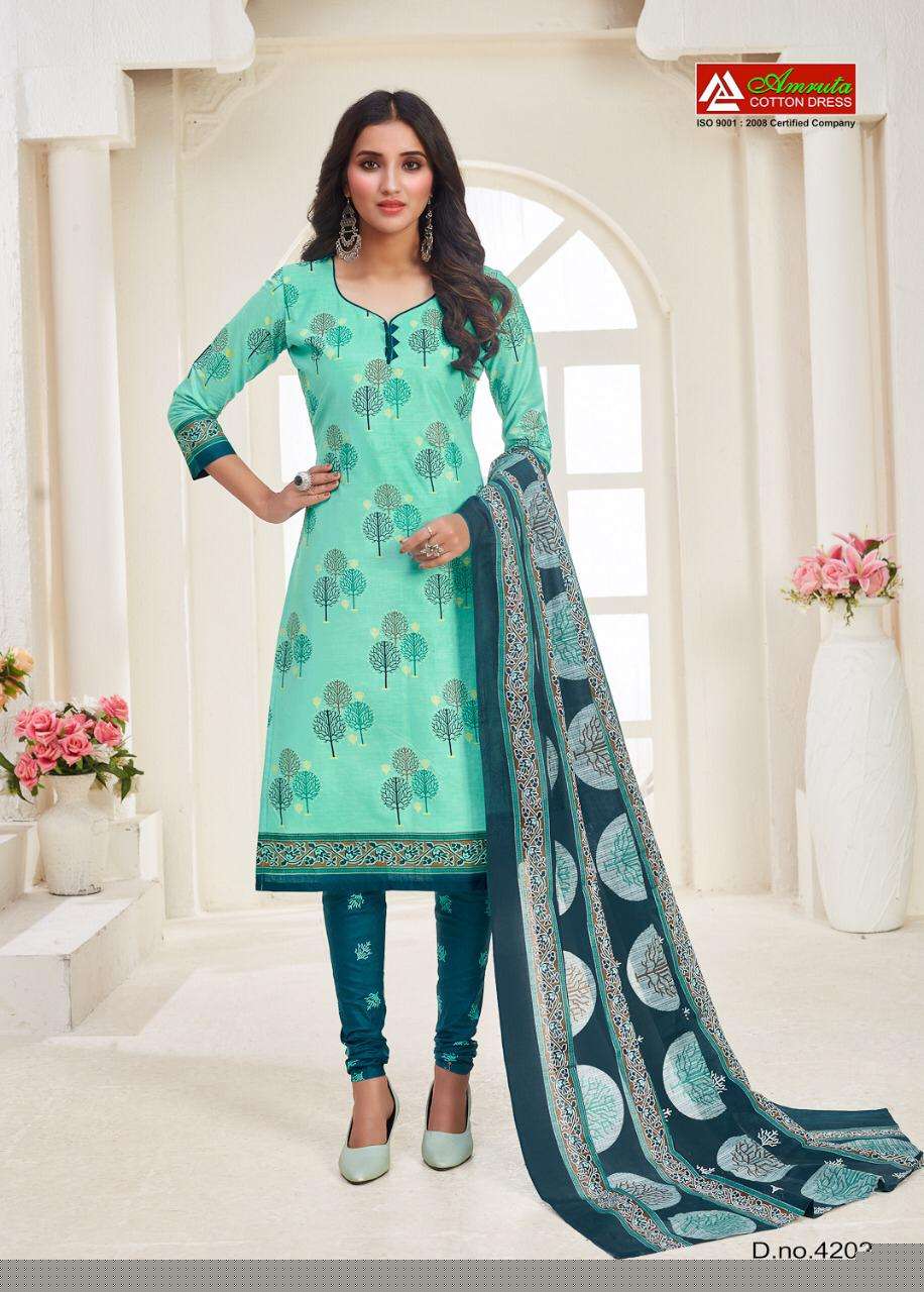 KAJORI VOL-42 BY AMRUTA 4201 TO 4220 SERIES BEAUTIFUL WINTER COLLECTION SUITS STYLISH FANCY COLORFUL CASUAL WEAR & ETHNIC WEAR PURE COTTON PRINT DRESSES AT WHOLESALE PRICE