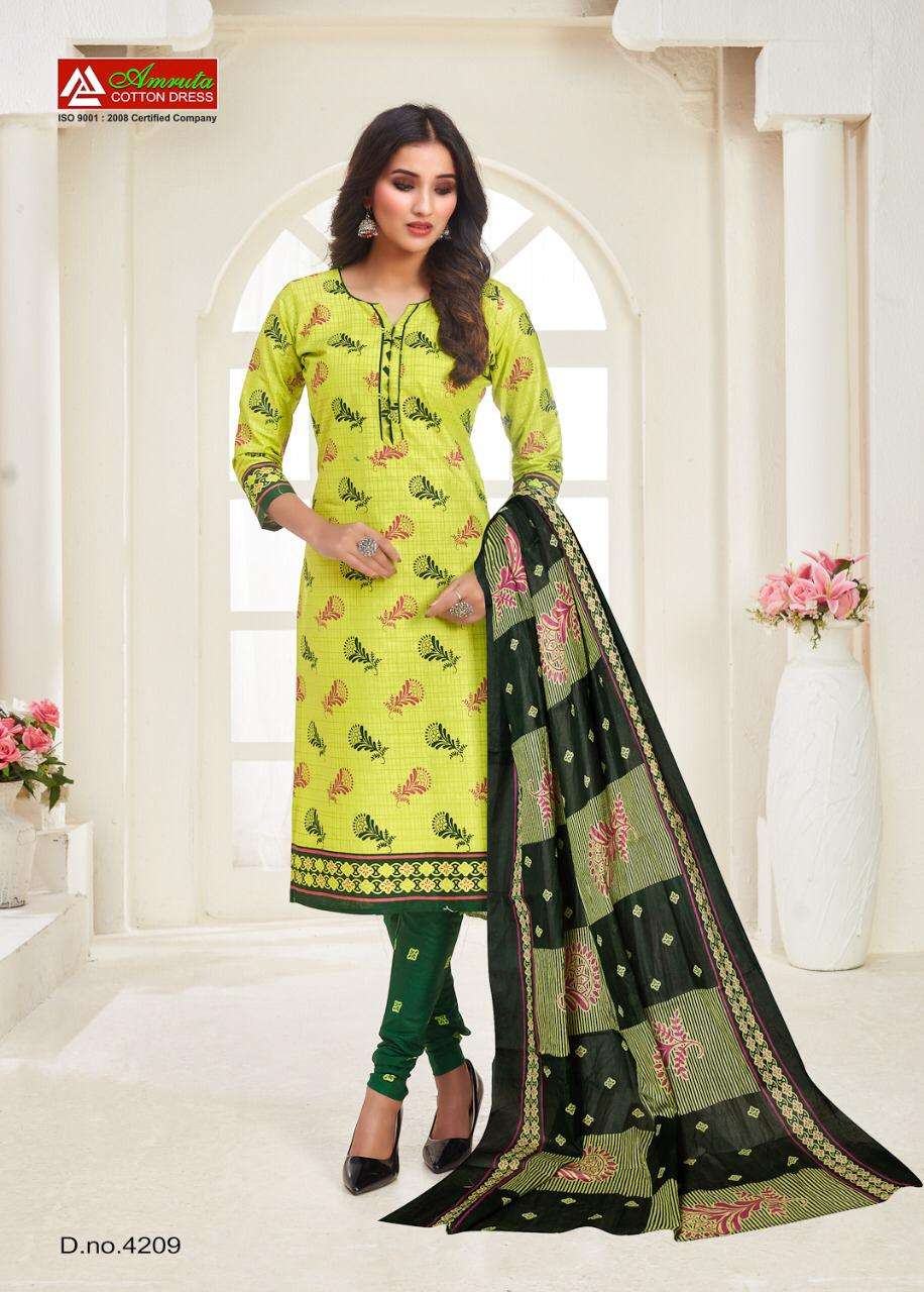 KAJORI VOL-42 BY AMRUTA 4201 TO 4220 SERIES BEAUTIFUL WINTER COLLECTION SUITS STYLISH FANCY COLORFUL CASUAL WEAR & ETHNIC WEAR PURE COTTON PRINT DRESSES AT WHOLESALE PRICE