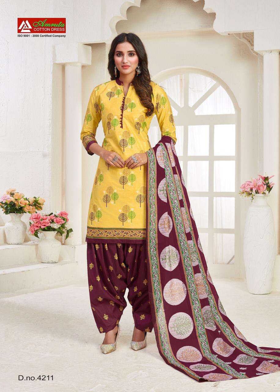 KAJORI VOL-42 BY AMRUTA 4201 TO 4220 SERIES BEAUTIFUL WINTER COLLECTION SUITS STYLISH FANCY COLORFUL CASUAL WEAR & ETHNIC WEAR PURE COTTON PRINT DRESSES AT WHOLESALE PRICE