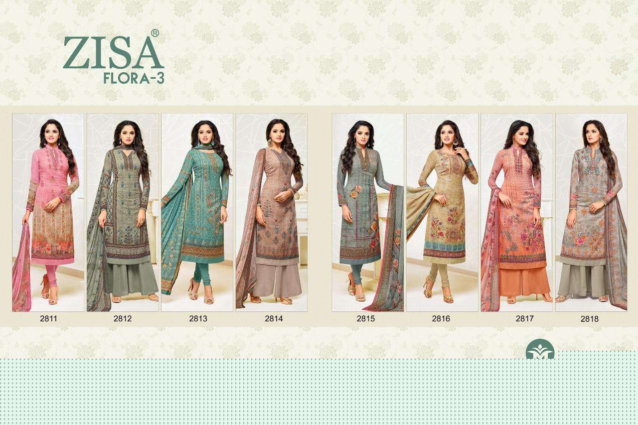 ZISA FLORA VOL-3 BY MEERA TRENDZ 2811 TO 28018 SERIES BEAUTIFUL WINTER COLLECTION SUITS STYLISH FANCY COLORFUL CASUAL WEAR & ETHNIC WEAR GEORGETTE WORK WITH DIGITAL PRINT DRESSES AT WHOLESALE PRICE