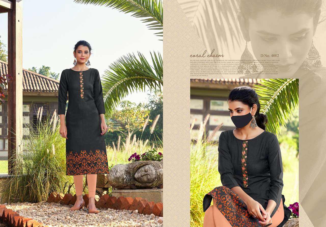 CHINGARI VOL-4 BY NITISHA NX 4001 TO 4008 SERIES BEAUTIFUL COLORFUL STYLISH FANCY CASUAL WEAR & ETHNIC WEAR & READY TO WEAR COTTON SLLUB WITH EMBROIDERY KURTIS AT WHOLESALE PRICE