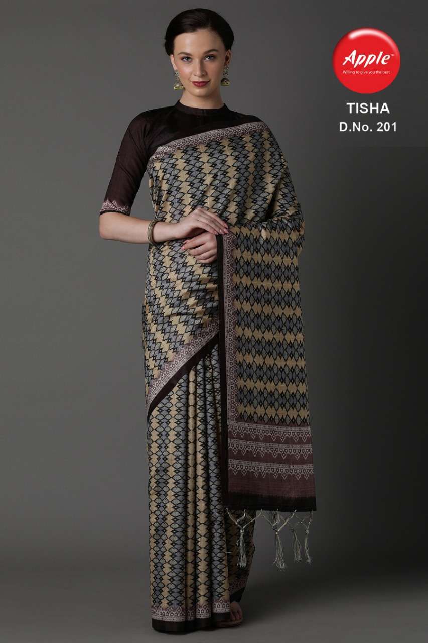 TISHA VOL-2 BY APPLE 201 TO 212 SERIES INDIAN TRADITIONAL WEAR COLLECTION BEAUTIFUL STYLISH FANCY COLORFUL PARTY WEAR & OCCASIONAL WEAR BHAGALPURI SILK DIGITAL PRINT SAREES AT WHOLESALE PRICE