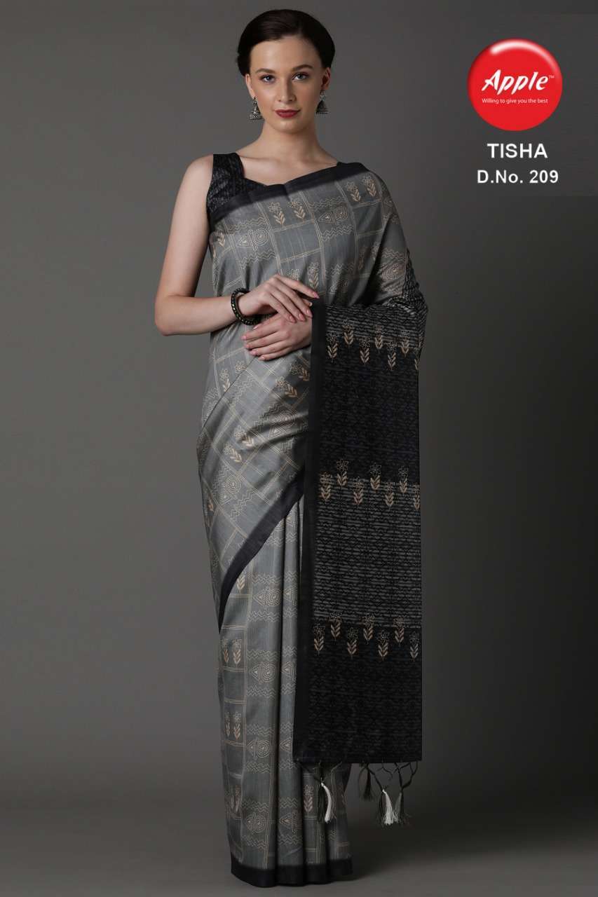 TISHA VOL-2 BY APPLE 201 TO 212 SERIES INDIAN TRADITIONAL WEAR COLLECTION BEAUTIFUL STYLISH FANCY COLORFUL PARTY WEAR & OCCASIONAL WEAR BHAGALPURI SILK DIGITAL PRINT SAREES AT WHOLESALE PRICE