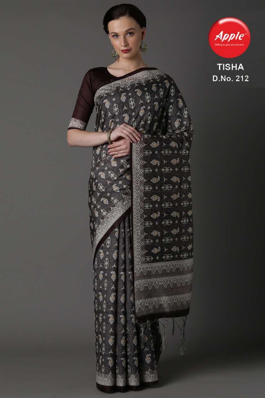 TISHA VOL-2 BY APPLE 201 TO 212 SERIES INDIAN TRADITIONAL WEAR COLLECTION BEAUTIFUL STYLISH FANCY COLORFUL PARTY WEAR & OCCASIONAL WEAR BHAGALPURI SILK DIGITAL PRINT SAREES AT WHOLESALE PRICE