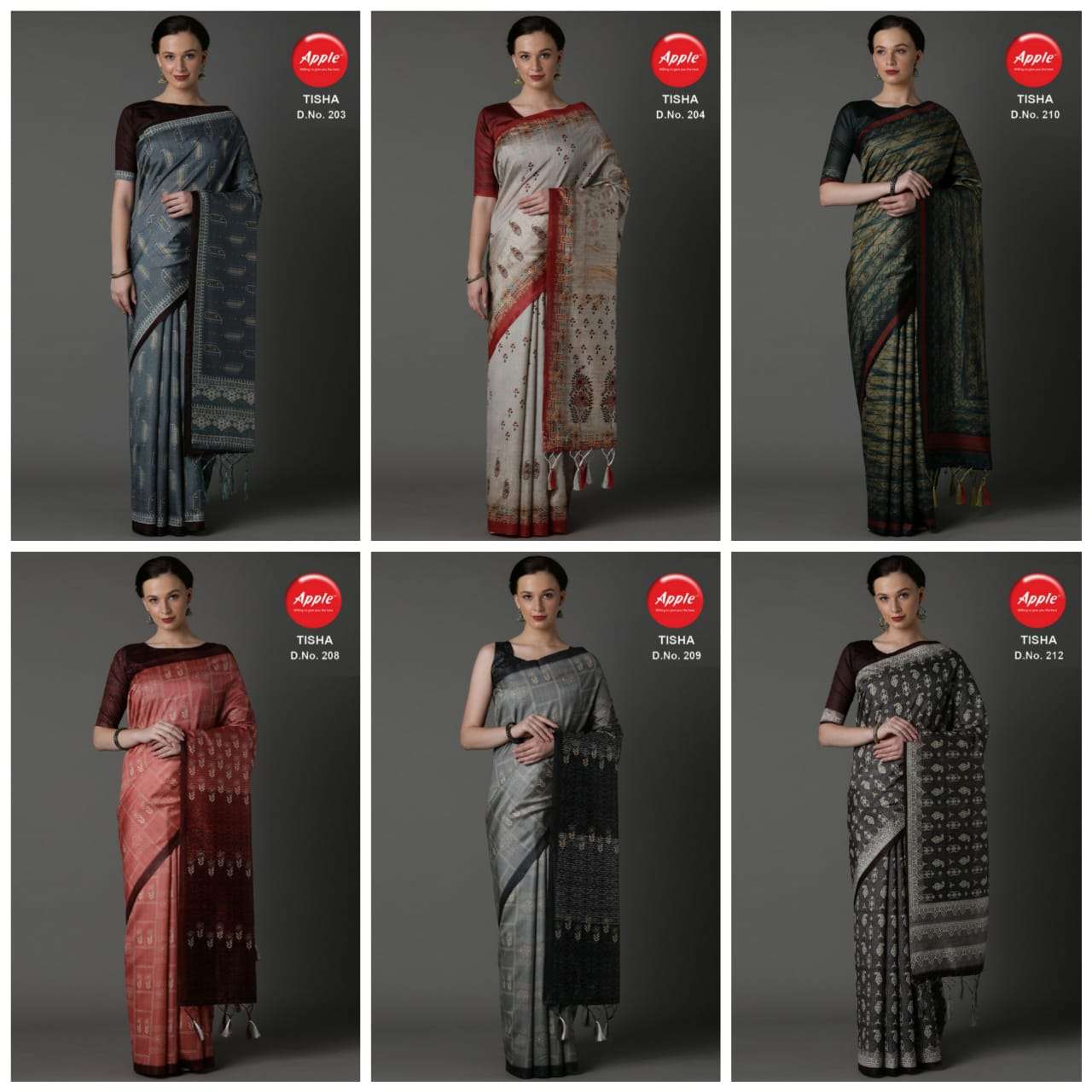 TISHA VOL-2 BY APPLE 201 TO 212 SERIES INDIAN TRADITIONAL WEAR COLLECTION BEAUTIFUL STYLISH FANCY COLORFUL PARTY WEAR & OCCASIONAL WEAR BHAGALPURI SILK DIGITAL PRINT SAREES AT WHOLESALE PRICE
