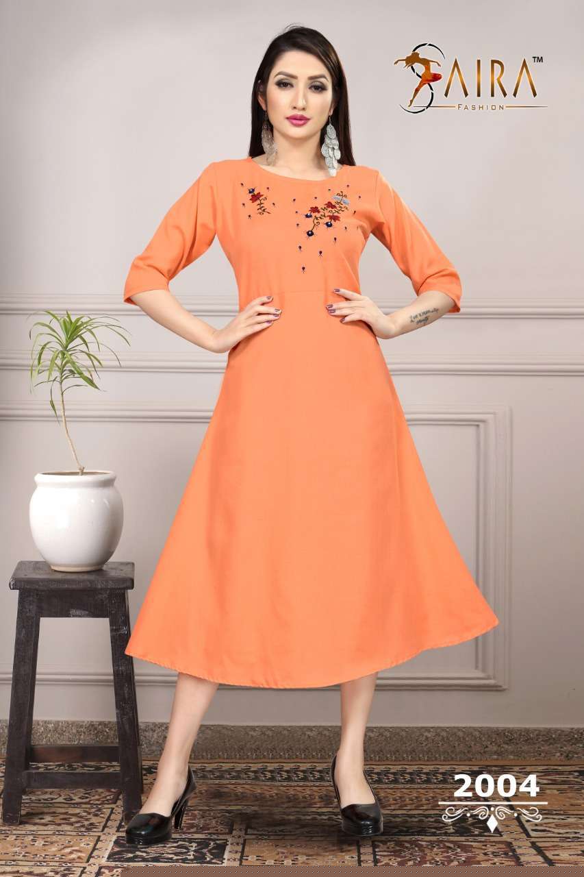SUNEHRI VOL-2 BY SAIRA FASHION 2001 TO 2006 SERIES BEAUTIFUL COLORFUL STYLISH FANCY PARTY WEAR & ETHNIC WEAR & READY TO WEAR HEAVY RUBY SLUB COTTON KURTIS AT WHOLESALE PRICE