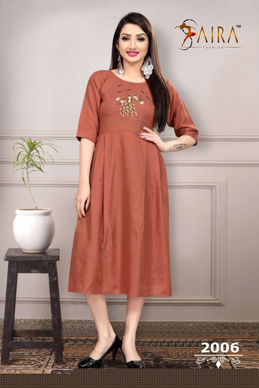 SUNEHRI VOL-2 BY SAIRA FASHION 2001 TO 2006 SERIES BEAUTIFUL COLORFUL STYLISH FANCY PARTY WEAR & ETHNIC WEAR & READY TO WEAR HEAVY RUBY SLUB COTTON KURTIS AT WHOLESALE PRICE