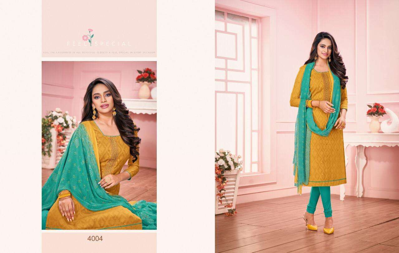 DAAIRY DON VOL-25 BY KAPIL TRENDZ 4001 TO 4014 SERIES BEAUTIFUL SUITS STYLISH FANCY COLORFUL CASUAL WEAR & ETHNIC WEAR LAKDA JACQUARD WORK DRESSES AT WHOLESALE PRICE