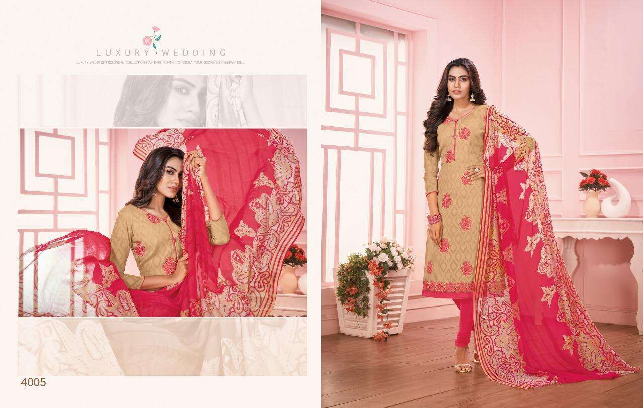 DAAIRY DON VOL-25 BY KAPIL TRENDZ 4001 TO 4014 SERIES BEAUTIFUL SUITS STYLISH FANCY COLORFUL CASUAL WEAR & ETHNIC WEAR LAKDA JACQUARD WORK DRESSES AT WHOLESALE PRICE
