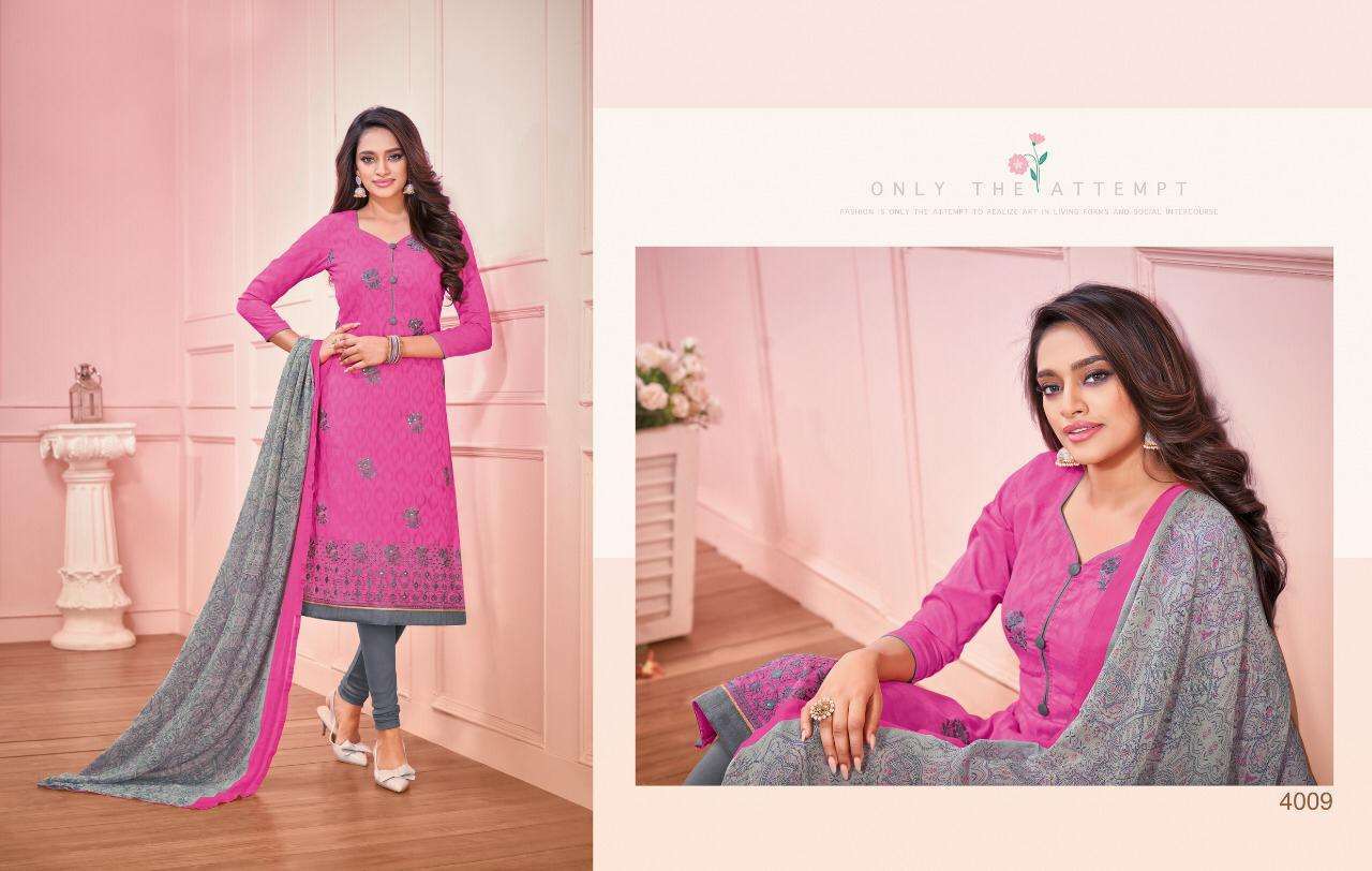 DAAIRY DON VOL-25 BY KAPIL TRENDZ 4001 TO 4014 SERIES BEAUTIFUL SUITS STYLISH FANCY COLORFUL CASUAL WEAR & ETHNIC WEAR LAKDA JACQUARD WORK DRESSES AT WHOLESALE PRICE