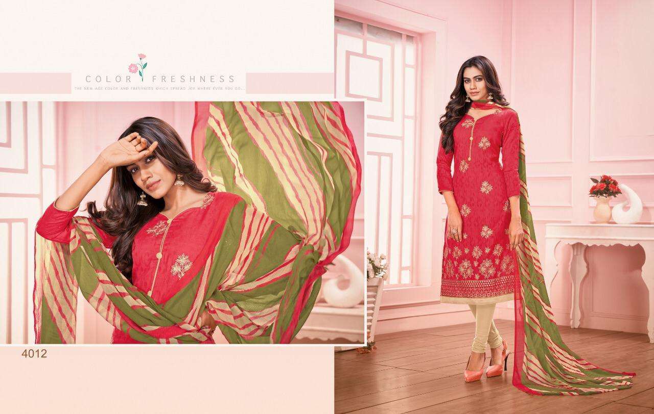 DAAIRY DON VOL-25 BY KAPIL TRENDZ 4001 TO 4014 SERIES BEAUTIFUL SUITS STYLISH FANCY COLORFUL CASUAL WEAR & ETHNIC WEAR LAKDA JACQUARD WORK DRESSES AT WHOLESALE PRICE