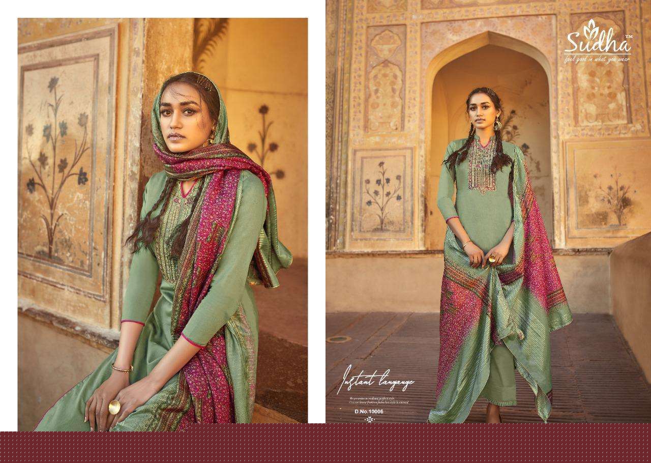 RIWAYAT BY SUDHA 10001 TO 10008 SERIES BEAUTIFUL SUITS STYLISH FANCY COLORFUL CASUAL WEAR & ETHNIC WEAR PURE JAM SILK EMBROIDERY WORK DRESSES AT WHOLESALE PRICE