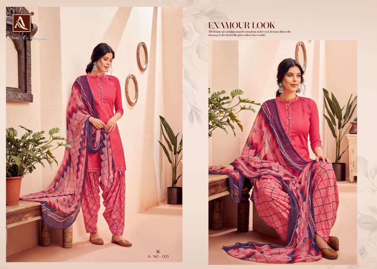 NOOR E PATIYALA 540 SERIES BY ALOK SUITS 540-001 TO 540-010 SERIES SUITS BEAUTIFUL FANCY COLORFUL STYLISH PARTY WEAR & OCCASIONAL WEAR PURE JAM JACQUARD DRESSES AT WHOLESALE PRICE