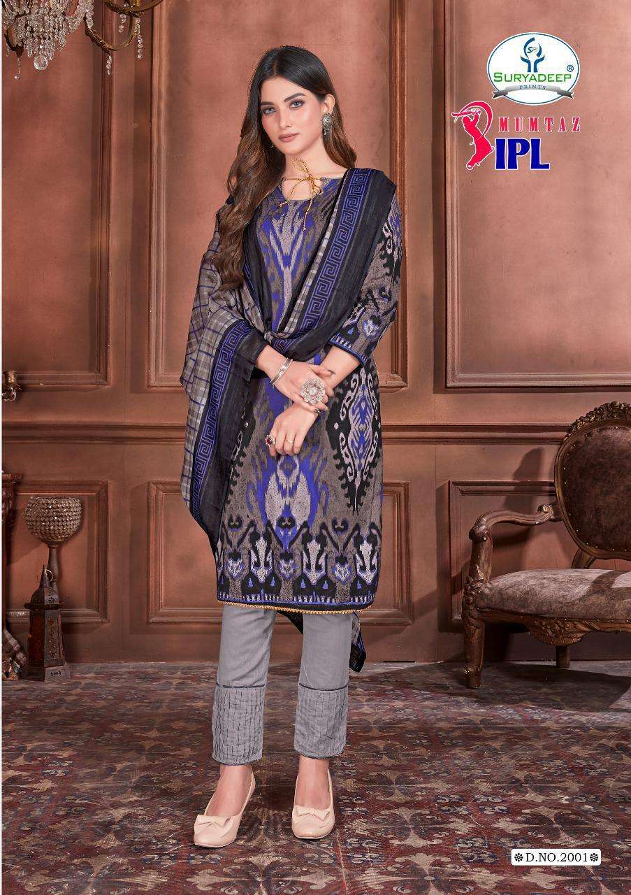 IPL MUMTAZ VOL-2 BY SURYADEEP 2001 TO 2010 SERIES BEAUTIFUL SUITS STYLISH FANCY COLORFUL CASUAL WEAR & ETHNIC WEAR PURE COTTON PRINT DRESSES AT WHOLESALE PRICE