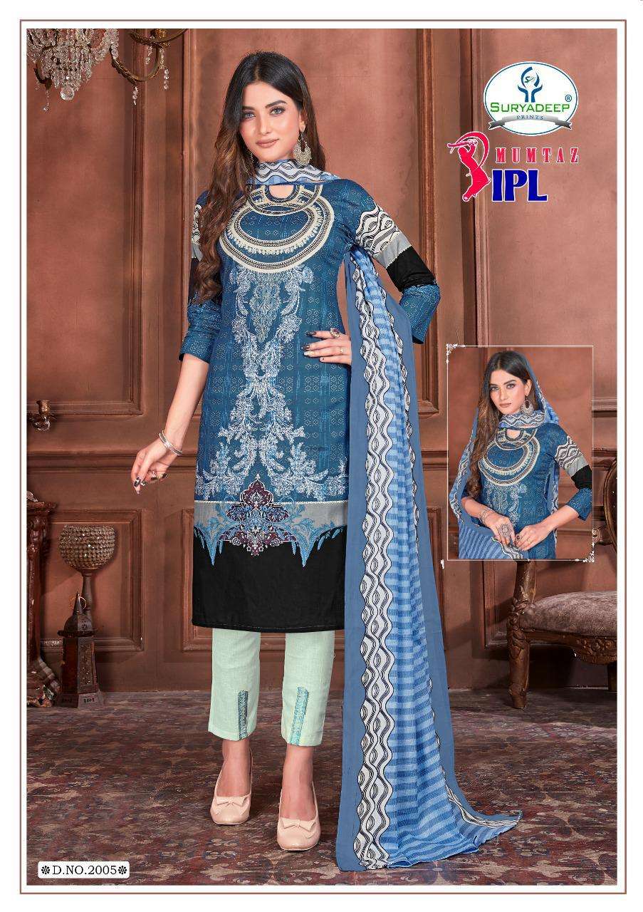 IPL MUMTAZ VOL-2 BY SURYADEEP 2001 TO 2010 SERIES BEAUTIFUL SUITS STYLISH FANCY COLORFUL CASUAL WEAR & ETHNIC WEAR PURE COTTON PRINT DRESSES AT WHOLESALE PRICE
