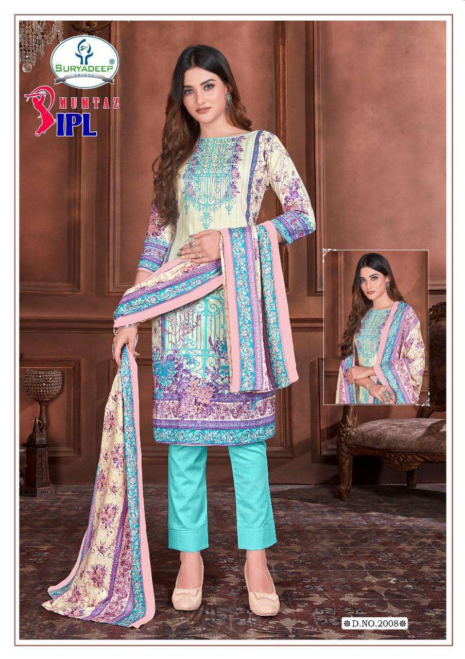 IPL MUMTAZ VOL-2 BY SURYADEEP 2001 TO 2010 SERIES BEAUTIFUL SUITS STYLISH FANCY COLORFUL CASUAL WEAR & ETHNIC WEAR PURE COTTON PRINT DRESSES AT WHOLESALE PRICE