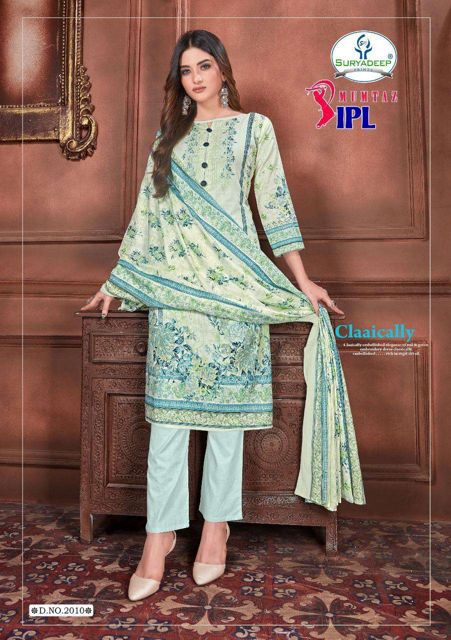 IPL MUMTAZ VOL-2 BY SURYADEEP 2001 TO 2010 SERIES BEAUTIFUL SUITS STYLISH FANCY COLORFUL CASUAL WEAR & ETHNIC WEAR PURE COTTON PRINT DRESSES AT WHOLESALE PRICE