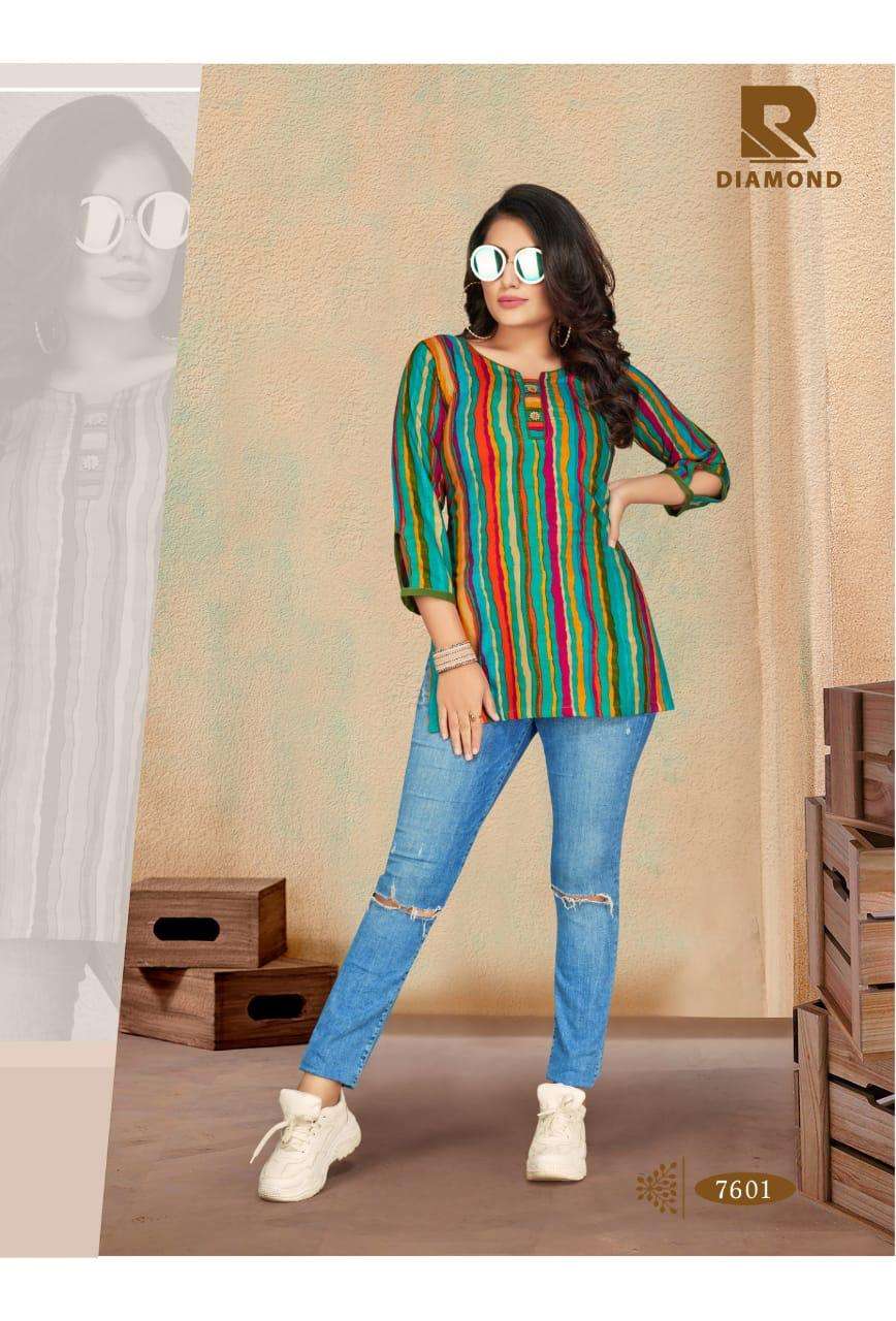 DIAMOND BY RAASHI 7601 TO 7612 SERIES BEAUTIFUL COLORFUL STYLISH FANCY CASUAL WEAR & ETHNIC WEAR & READY TO WEAR HEAVY RAYON PRINTED KURTIS AT WHOLESALE PRICE