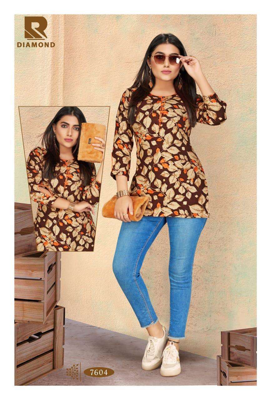 DIAMOND BY RAASHI 7601 TO 7612 SERIES BEAUTIFUL COLORFUL STYLISH FANCY CASUAL WEAR & ETHNIC WEAR & READY TO WEAR HEAVY RAYON PRINTED KURTIS AT WHOLESALE PRICE