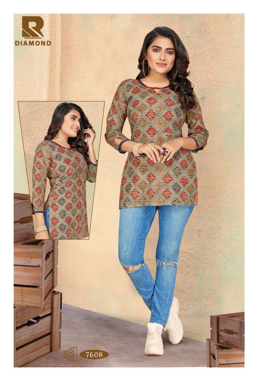 DIAMOND BY RAASHI 7601 TO 7612 SERIES BEAUTIFUL COLORFUL STYLISH FANCY CASUAL WEAR & ETHNIC WEAR & READY TO WEAR HEAVY RAYON PRINTED KURTIS AT WHOLESALE PRICE