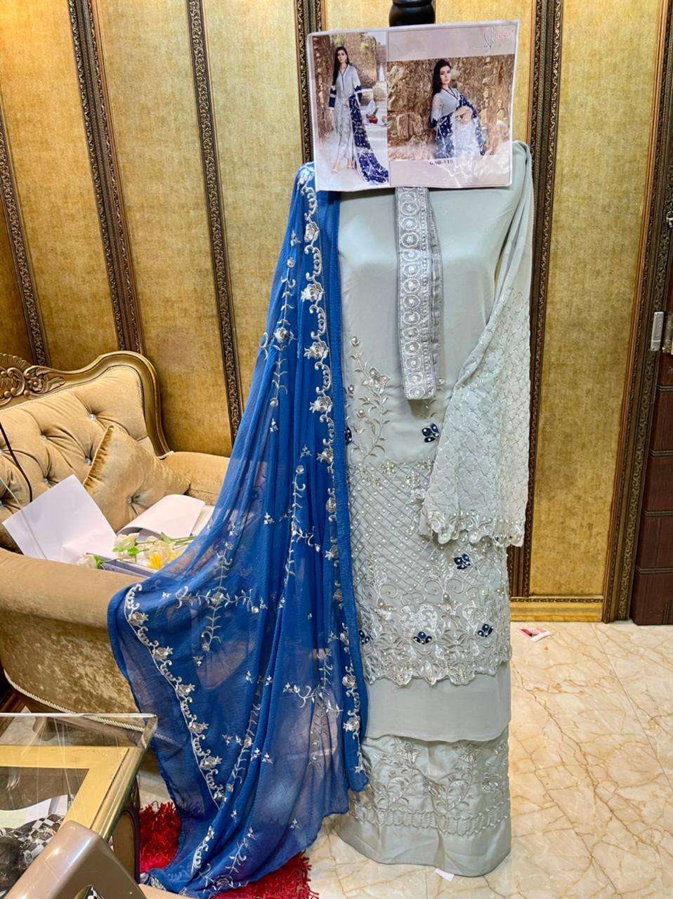 CHAMBELI BY ELAAF BEAUTIFUL STYLISH SUITS FANCY COLORFUL CASUAL WEAR & ETHNIC WEAR & READY TO WEAR HEAVY FAUX GEORGETTE EMBROIDERY DRESSES AT WHOLESALE PRICE