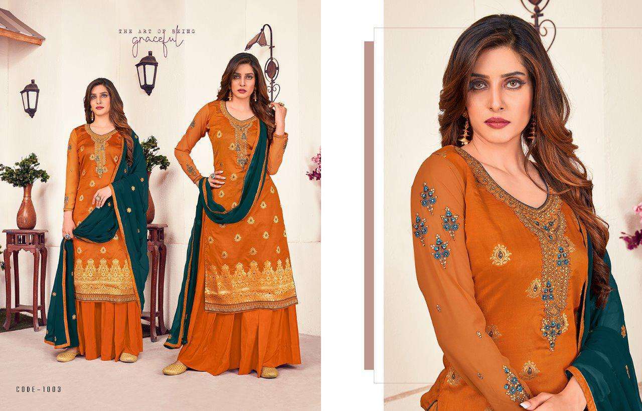 RINAAZ BY AARAV TRENDZ 1001 TO 1006 SERIES BEAUTIFUL STYLISH FANCY COLORFUL CASUAL WEAR & ETHNIC WEAR & READY TO WEAR MEENAKARI JACQUARD EMBROIDERED DRESSES AT WHOLESALE PRICE