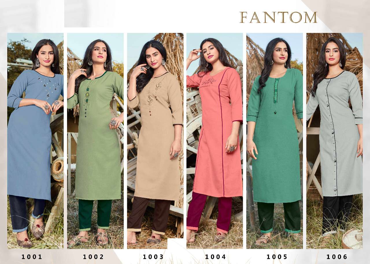 FANTOM BY 12 ANGEL 1001 TO 1006 SERIES BEAUTIFUL STYLISH FANCY COLORFUL CASUAL WEAR & ETHNIC WEAR & READY TO WEAR HEAVY RUBY COTTON KURTIS WITH BOTTOM AT WHOLESALE PRICE