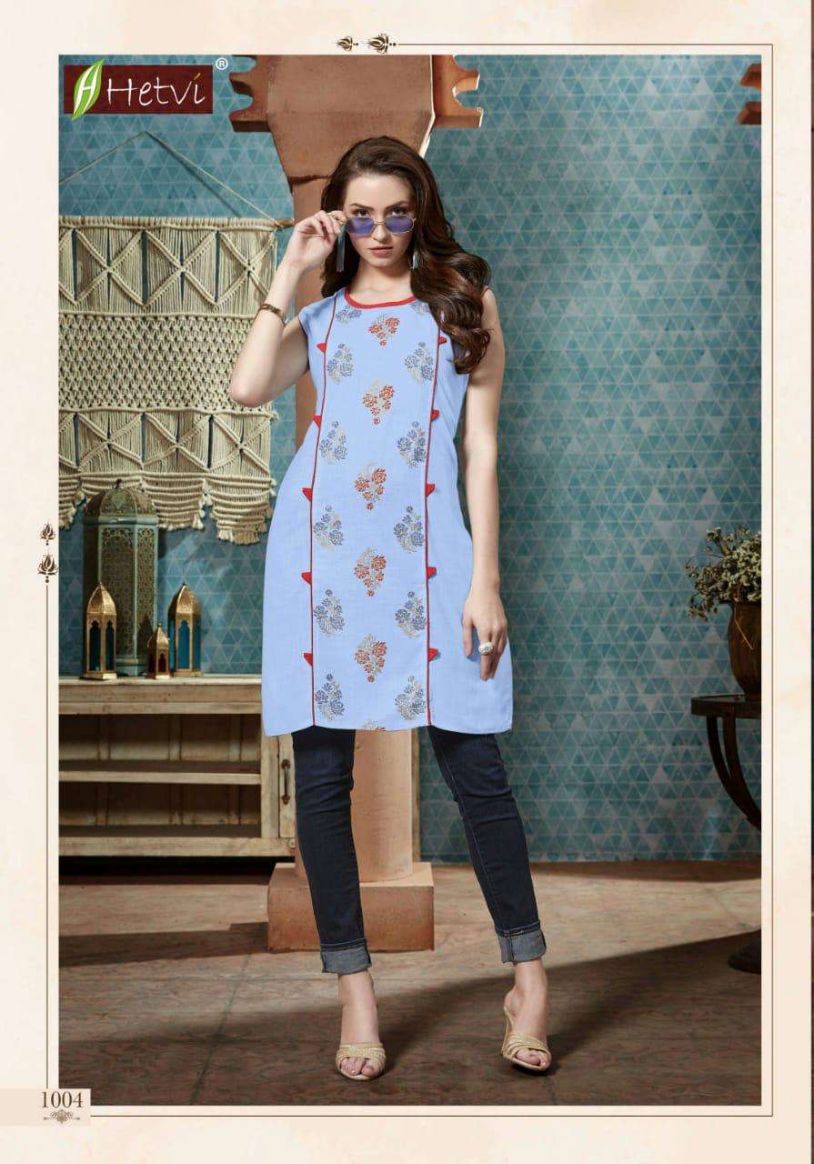 KRITI BY HETVI 1001 TO 1008 SERIES BEAUTIFUL STYLISH FANCY COLORFUL CASUAL WEAR & ETHNIC WEAR & READY TO WEAR RUBY COTTTON KURTIS AT WHOLESALE PRICE