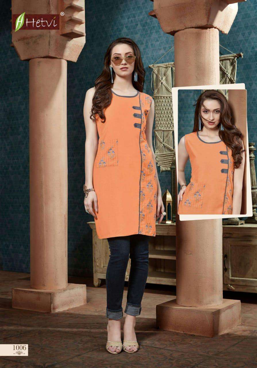 KRITI BY HETVI 1001 TO 1008 SERIES BEAUTIFUL STYLISH FANCY COLORFUL CASUAL WEAR & ETHNIC WEAR & READY TO WEAR RUBY COTTTON KURTIS AT WHOLESALE PRICE